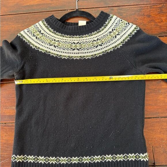 J. Crew Black and White Crew Neck Sweater with Nordic Design - Picture 5 of 7